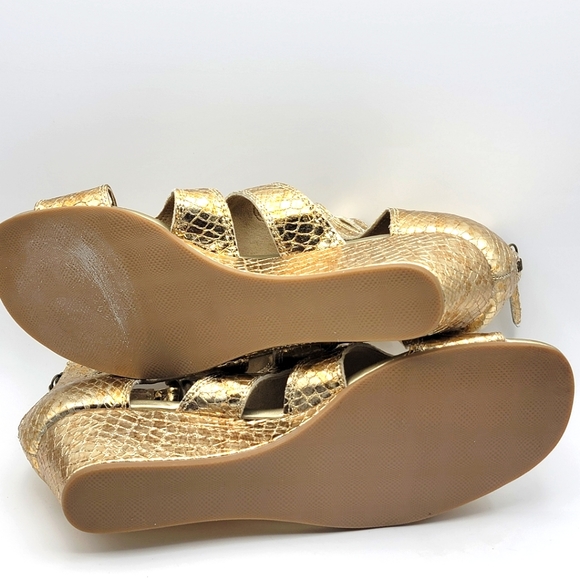 BELLA VITA Imani Ii Womens Metallic Snake Print Wedge Sandals Size 10W. S1088 - Picture 9 of 9